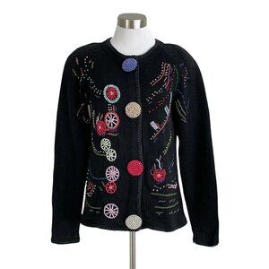 Vintage 80's Womens New Wave Beaded Cardigan